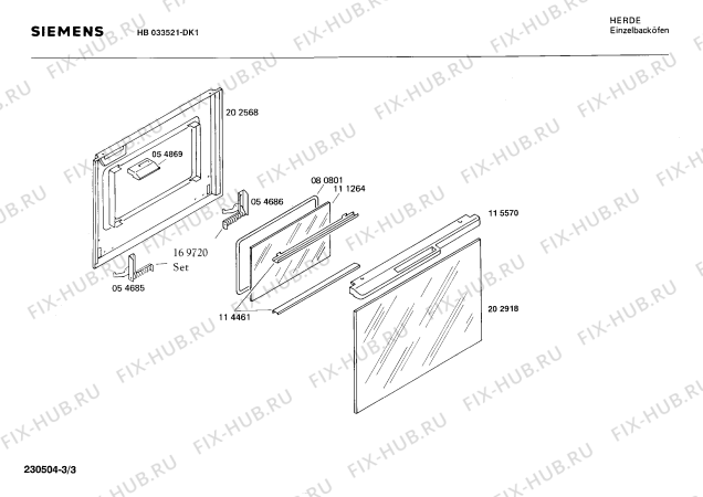Взрыв-схема плиты (духовки) Siemens HB033521 - Схема узла 03