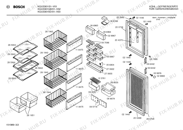 Схема №3 KGU3301SD с изображением Вентиляционный канал для холодильника Bosch 00281954