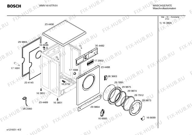 Взрыв-схема стиральной машины Bosch WMV1610TR - Схема узла 02