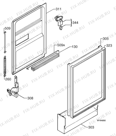 Взрыв-схема посудомоечной машины Aeg F74550 - Схема узла Door 003