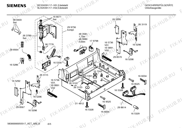 Взрыв-схема посудомоечной машины Siemens SL55A591 - Схема узла 05