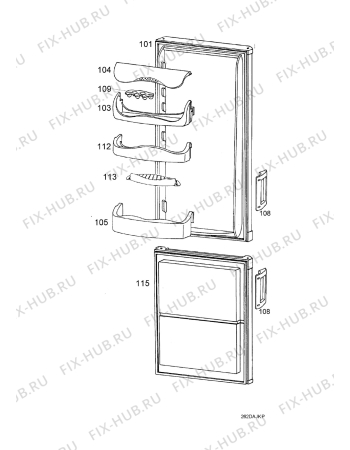 Взрыв-схема холодильника Elektro Helios KF2693 - Схема узла Door 003