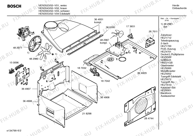 Схема №3 HEN3543 с изображением Инструкция по эксплуатации для плиты (духовки) Bosch 00584287