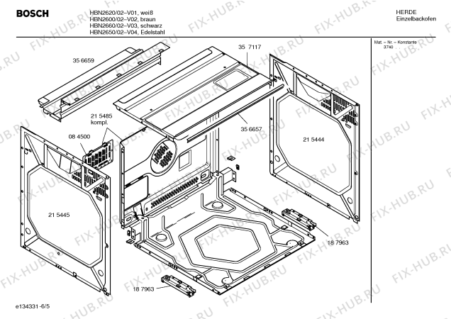 Схема №3 HBN2600 с изображением Инструкция по эксплуатации для плиты (духовки) Bosch 00580974