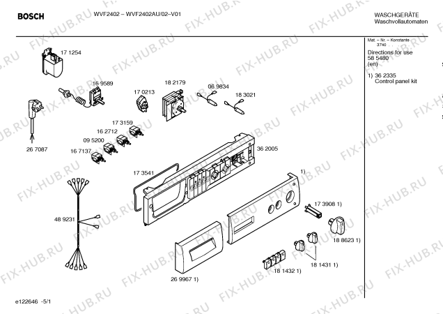 Схема №3 WVF2402AU с изображением Ручка выбора программ для стиралки Bosch 00188623