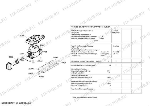 Взрыв-схема холодильника Siemens KD52VX64NE - Схема узла 03