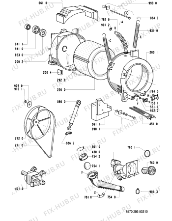 Схема №1 AWM 293/3 с изображением Обшивка для стиралки Whirlpool 481245219906