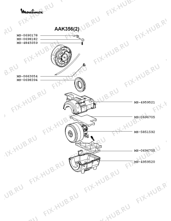 Взрыв-схема пылесоса Moulinex AAK356(2) - Схема узла RP002141.1P3