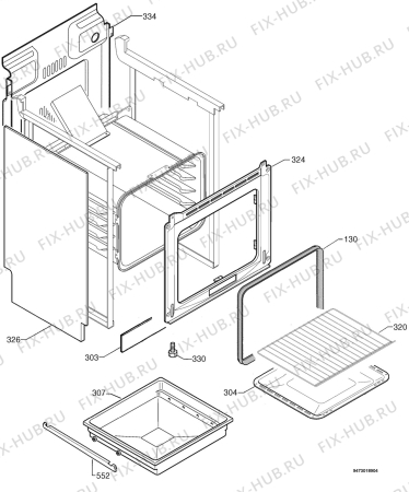 Взрыв-схема плиты (духовки) Zanussi ZCC6652W - Схема узла Housing 001