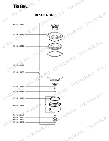 Взрыв-схема блендера (миксера) Tefal BL142140/870 - Схема узла ZP004993.1P2