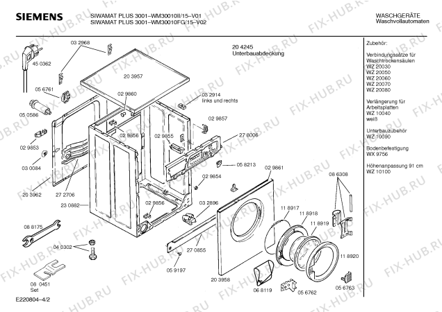 Взрыв-схема стиральной машины Siemens WM30010FG SIWAMAT PLUS 3001 - Схема узла 02