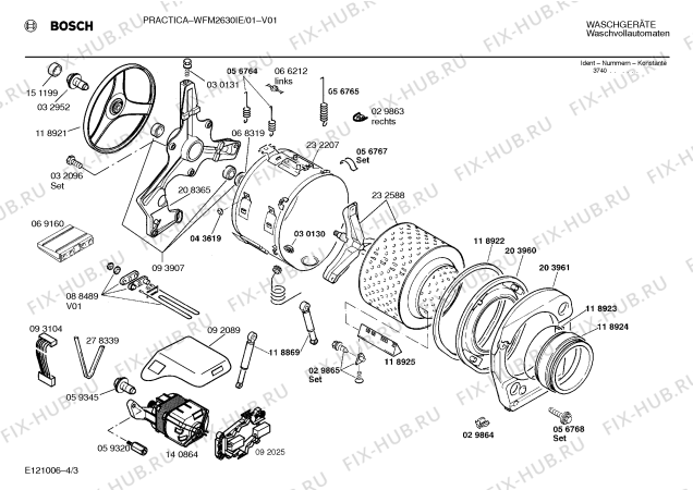 Взрыв-схема стиральной машины Bosch WFM2630IE Practica WFM2630 - Схема узла 03