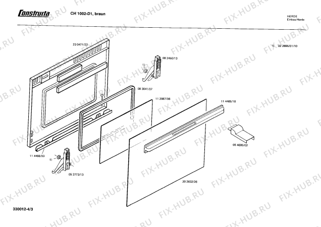 Взрыв-схема плиты (духовки) Constructa CH1002 - Схема узла 03