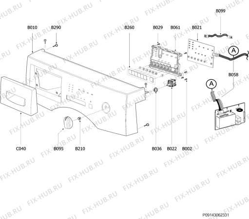 Взрыв-схема стиральной машины Zanussi ZWH2101 - Схема узла Command panel 037