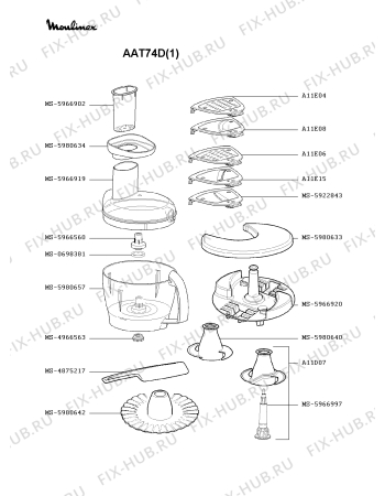 Взрыв-схема кухонного комбайна Moulinex AAT74D(1) - Схема узла Q0000013.9Q3