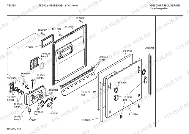 Взрыв-схема посудомоечной машины Tecnik SE6TIE1GB TKD702 - Схема узла 02