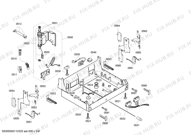 Взрыв-схема посудомоечной машины Bosch SGV55M03AU - Схема узла 05