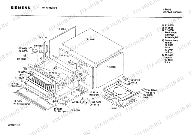 Взрыв-схема микроволновой печи Siemens HF430478 - Схема узла 02