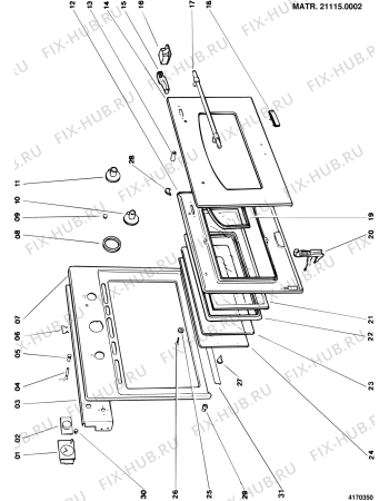 Взрыв-схема плиты (духовки) Indesit FM24T (F015176) - Схема узла