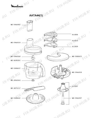 Взрыв-схема кухонного комбайна Moulinex AATA44(1) - Схема узла WP000370.4P3