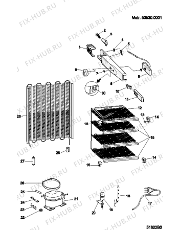 Взрыв-схема холодильника Indesit RFA52P (F030964) - Схема узла