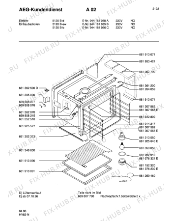 Схема №1 COMP. 5750E-W3D с изображением Запчасть для плиты (духовки) Aeg 8996612525106