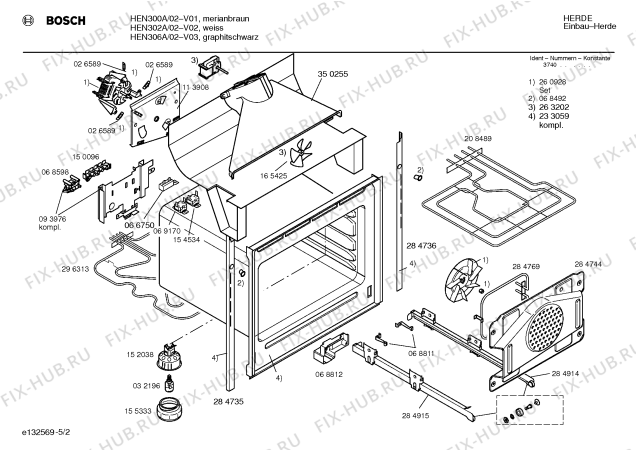 Схема №3 HEN306A с изображением Ручка двери для плиты (духовки) Bosch 00350258