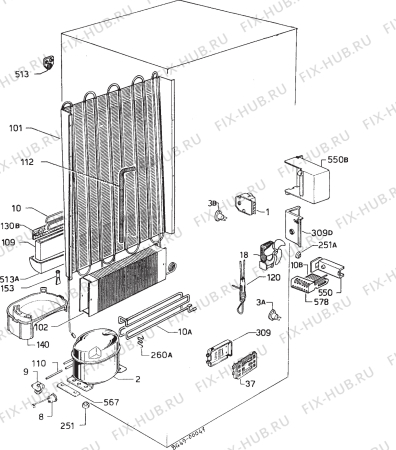 Взрыв-схема холодильника Privileg 0281923 - Схема узла Refrigerator cooling system