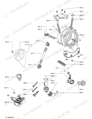 Схема №2 AWOD 4945 с изображением Бак (полубак) для стиралки Whirlpool 481010545877