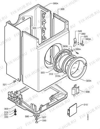 Взрыв-схема стиральной машины Electrolux EW813F - Схема узла Cabinet + armatures