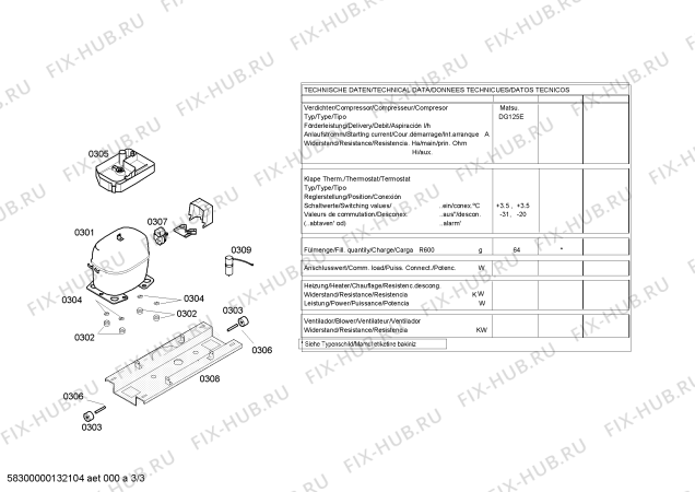 Взрыв-схема холодильника Bosch KGV26X03 - Схема узла 03