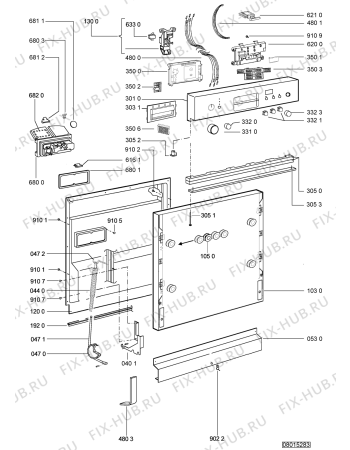 Схема №2 ADG 987/2 WH с изображением Панель для посудомойки Whirlpool 480140100989