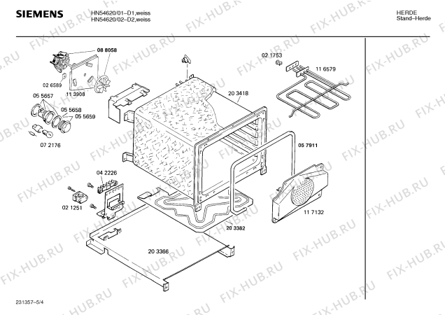 Взрыв-схема плиты (духовки) Siemens HN54620 - Схема узла 04