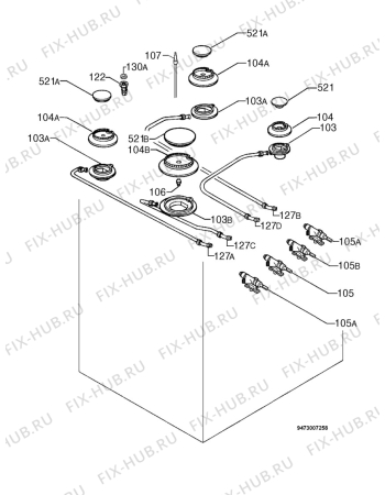 Взрыв-схема плиты (духовки) Rex RB95ES - Схема узла Functional parts 267