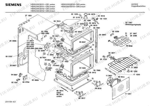 Взрыв-схема плиты (духовки) Siemens HB95220GB - Схема узла 02
