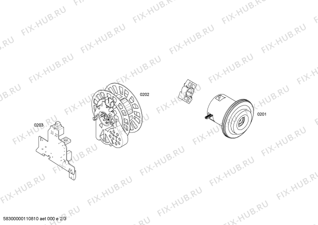 Взрыв-схема пылесоса Siemens VS06G2030 synchropower hepa 2000 W - Схема узла 02