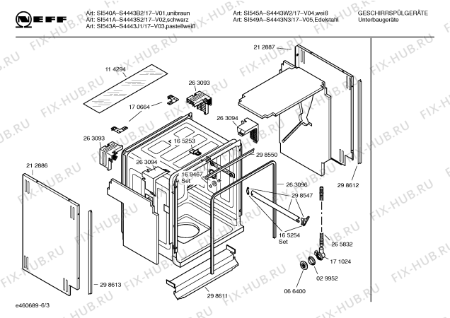 Взрыв-схема посудомоечной машины Neff S4443N3 Art.SI549A - Схема узла 03