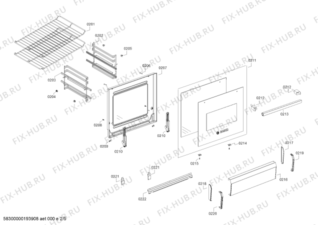 Взрыв-схема плиты (духовки) Bosch HSG75I30SC HSG75I30SC Cocina a gas Bosch Inox - Схема узла 02