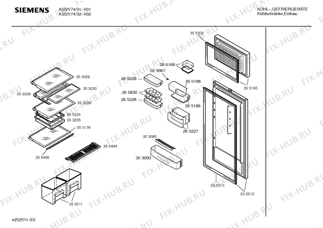 Схема №2 K22JR441 с изображением Уплотнитель двери для холодильной камеры Siemens 00235513