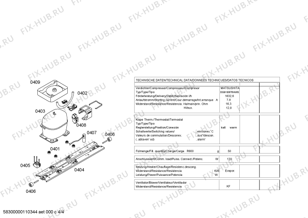 Взрыв-схема холодильника Bosch KGU34125GB - Схема узла 04