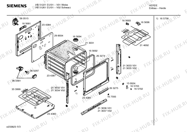 Схема №2 HB53261EU с изображением Контрольная лампа для плиты (духовки) Bosch 00165704
