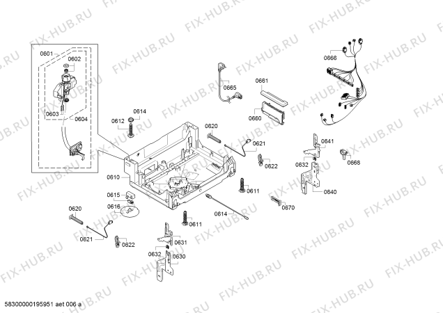 Взрыв-схема посудомоечной машины Bosch SMV45IX00R, SilencePlus, Made in Germany - Схема узла 06