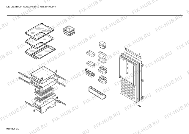 Схема №3 KIFDDS2FF RG6237F21 с изображением Дверь морозильной камеры для холодильника Bosch 00278208