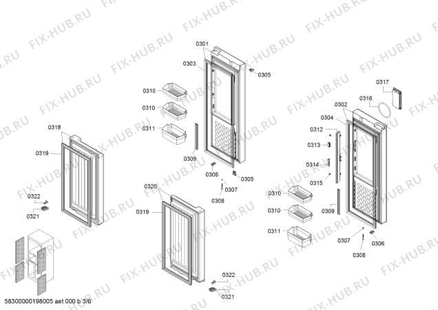 Взрыв-схема холодильника Siemens KM46FA95TI - Схема узла 03