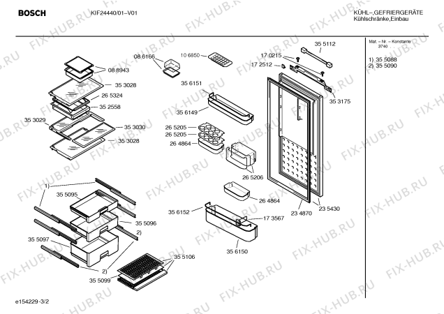 Взрыв-схема холодильника Bosch KIF24440 - Схема узла 02