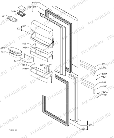 Взрыв-схема холодильника Aeg Electrolux S80362KG28 - Схема узла Door 003