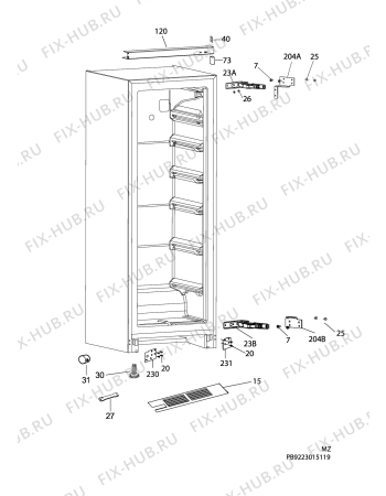 Взрыв-схема холодильника Electrolux EUF2949IOX - Схема узла C10 Cabinet