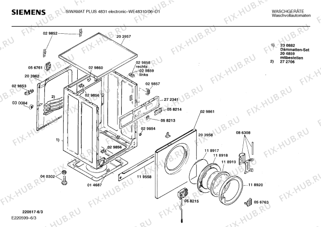 Схема №3 WE48301 SIWAMAT PLUS 4830 ELECTRONIC с изображением Панель для стиральной машины Siemens 00272339