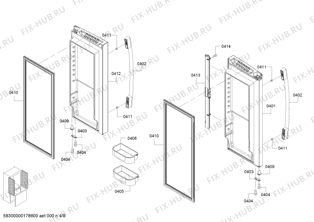 Схема №6 B22CT80SNS с изображением Разделительная стенка для холодильника Bosch 00772082