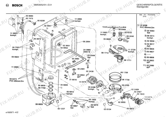 Взрыв-схема посудомоечной машины Bosch SMS3052 - Схема узла 02